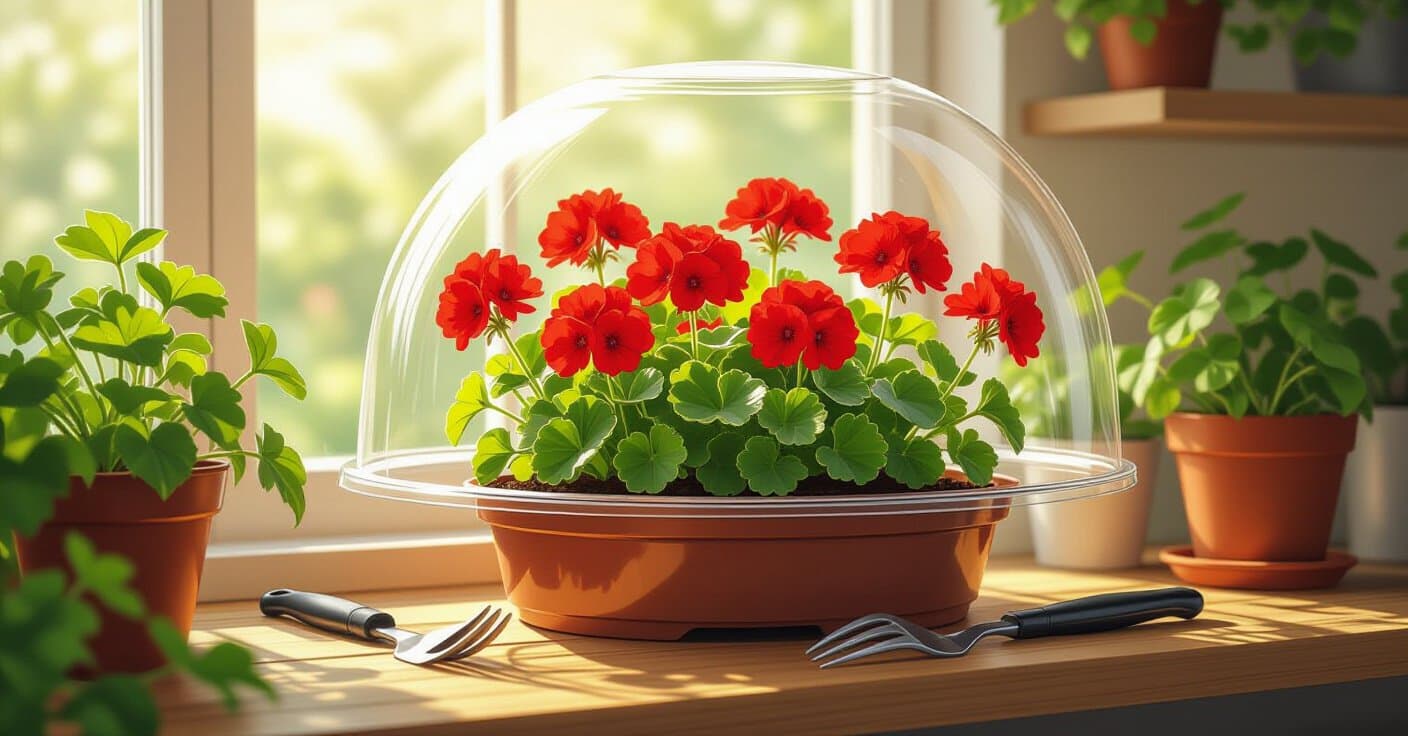 加湿ドームの秘密：屋内ゼラニウムの開花を3週間に短縮する方法