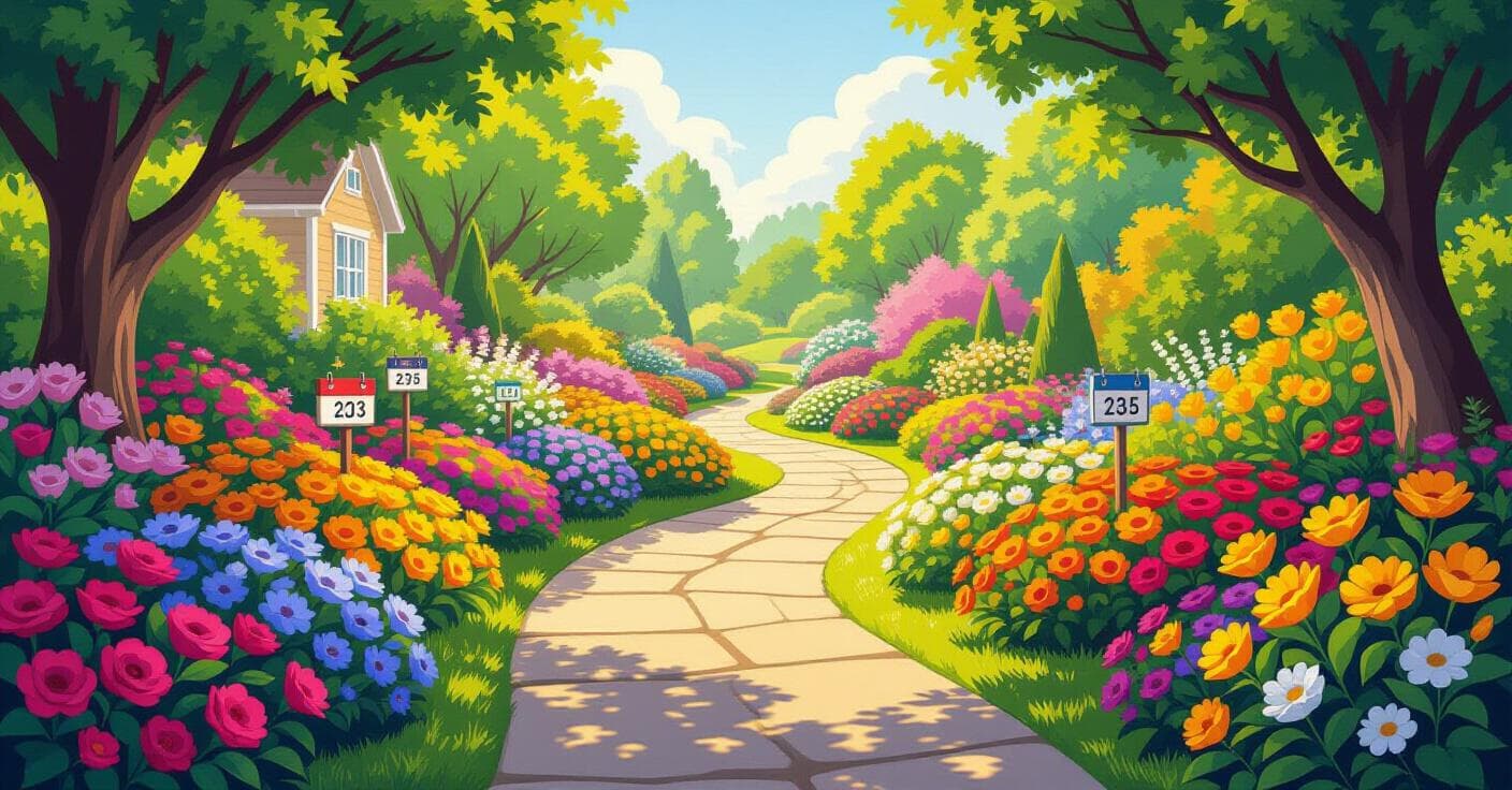 花を咲かせ続けよう：年間を通した花壇スケジュール（印刷用）