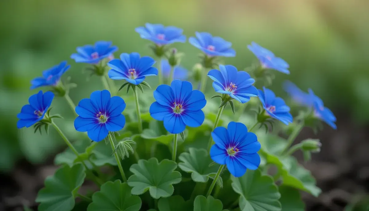 青紫色の花を咲かせるゲラニウム（フウロソウ）